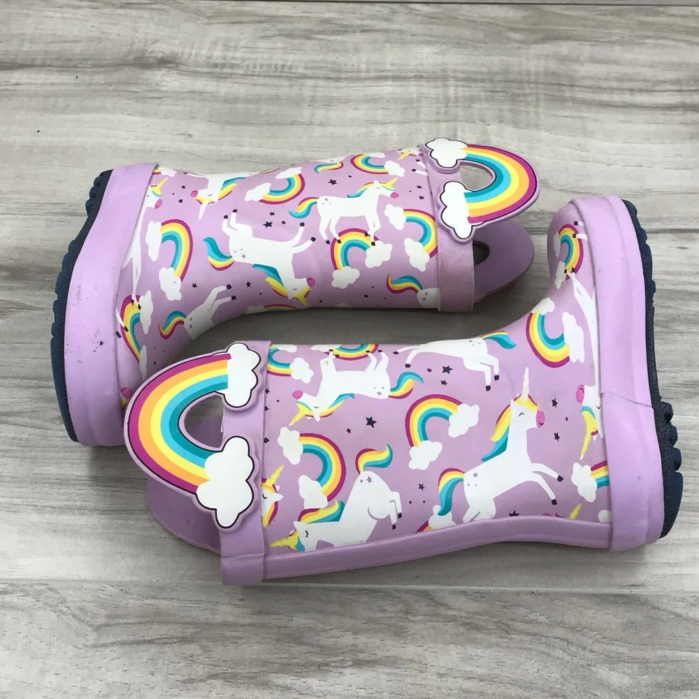 Cat & Jack unicorn purple rain boots size 5